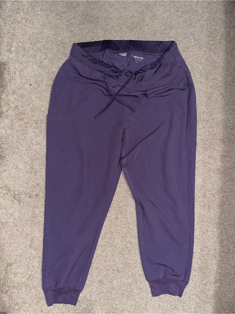 Mandala Women's Drawstring High Waisted Jogger Scrub Pants